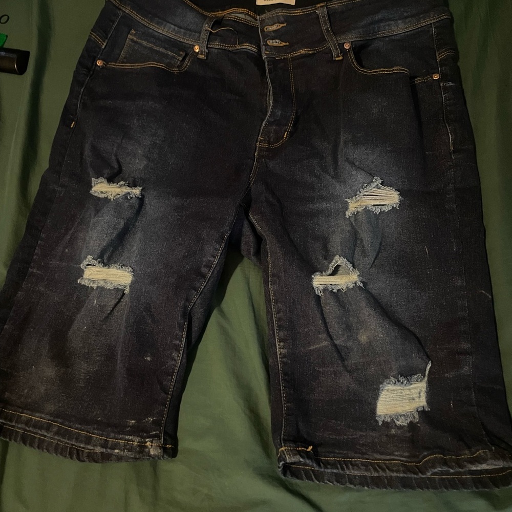 Distressed Denim Shorts